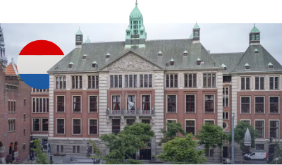 Amsterdamse effectenbeurs met linksboven nederlandse vlag icon
