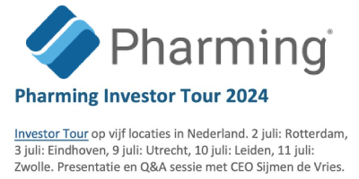 Pharming Investor Tour 2024. Investor Tour op vijf locaties in Nederland (Rotterdam, Eindhoven, Utrecht, Leiden, Zwolle). Presentatie en Q&A sessie met CEO Sijmen de Vries.