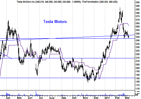 Grafiek aandeel Tesla Motors
