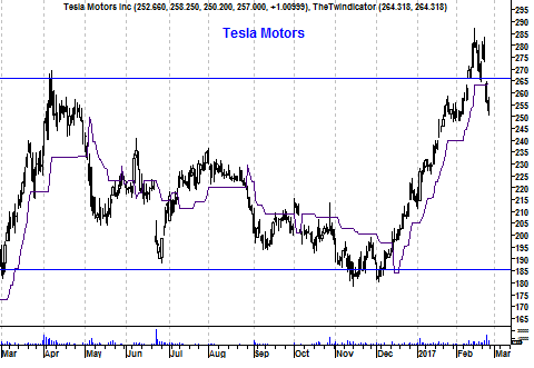 Grafiek aandeel Tesla Motors