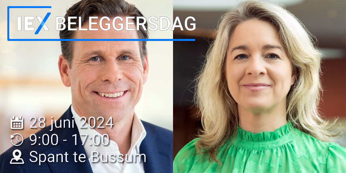 David Knibbe (CEO NN Group) en Ester Barendregt (hoofdeconoom Rabobank) op IEX Beleggersdag